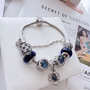 Pandora Silver Bracelet with Deep Blue Accents